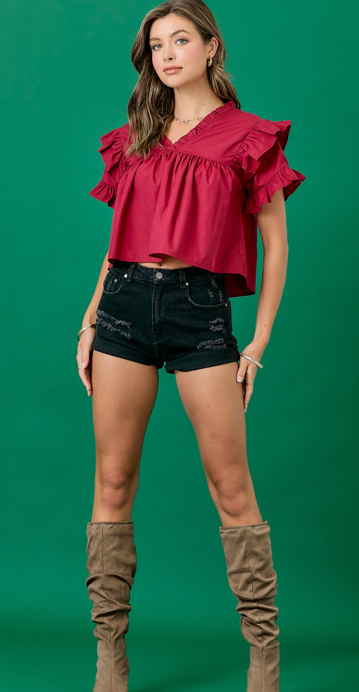 Game Day Ruffled Detailed Top