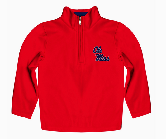 Ole Miss Rebels Solid Red Quarter Zip Pullover