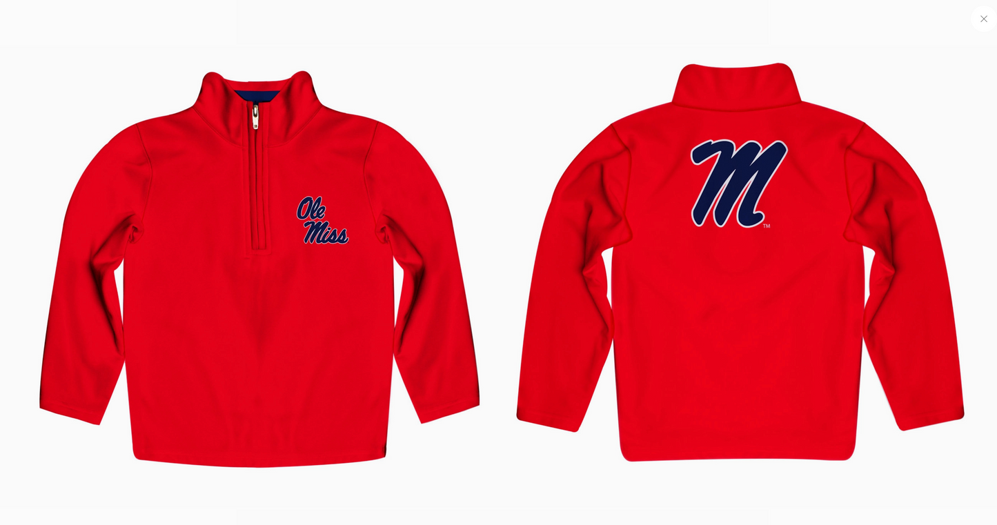 Ole Miss Rebels Solid Red Quarter Zip Pullover