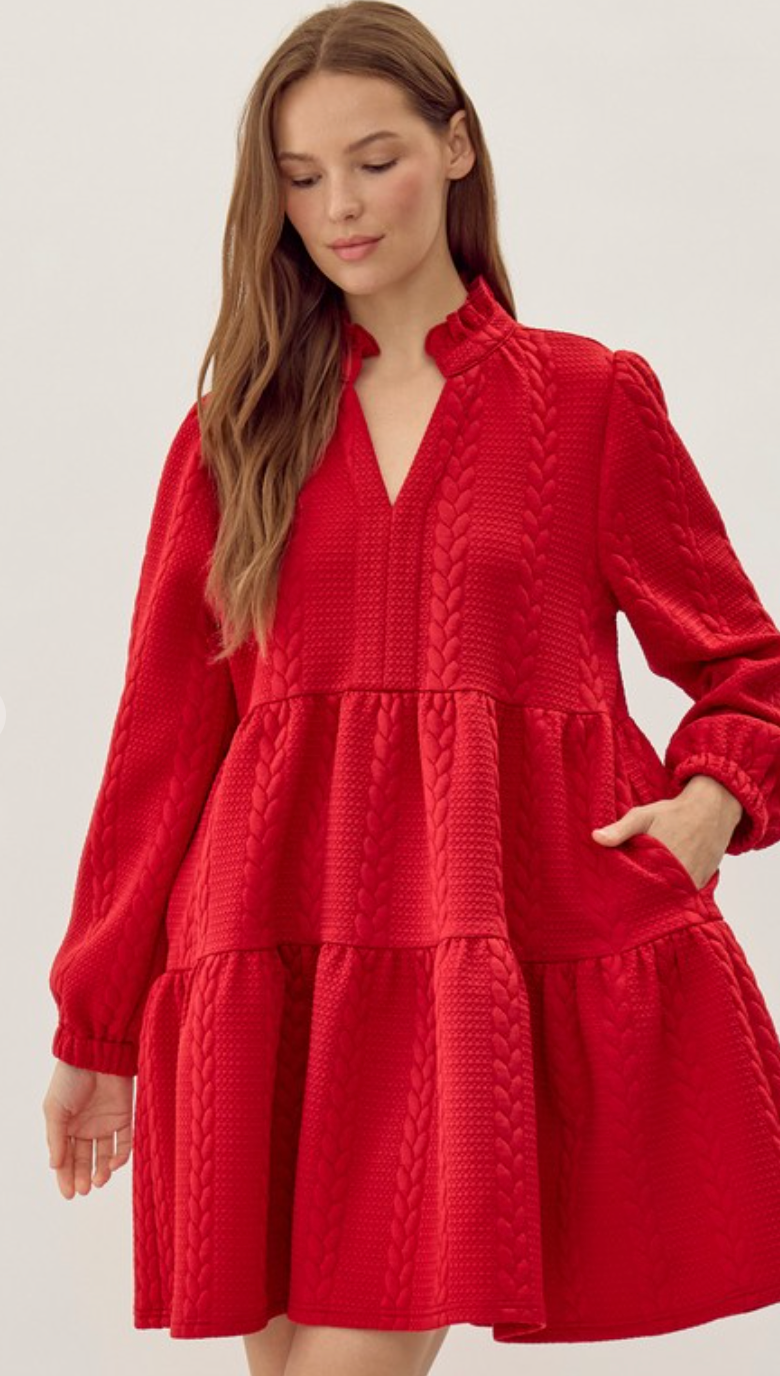 Game Day Textured Frilled Dress