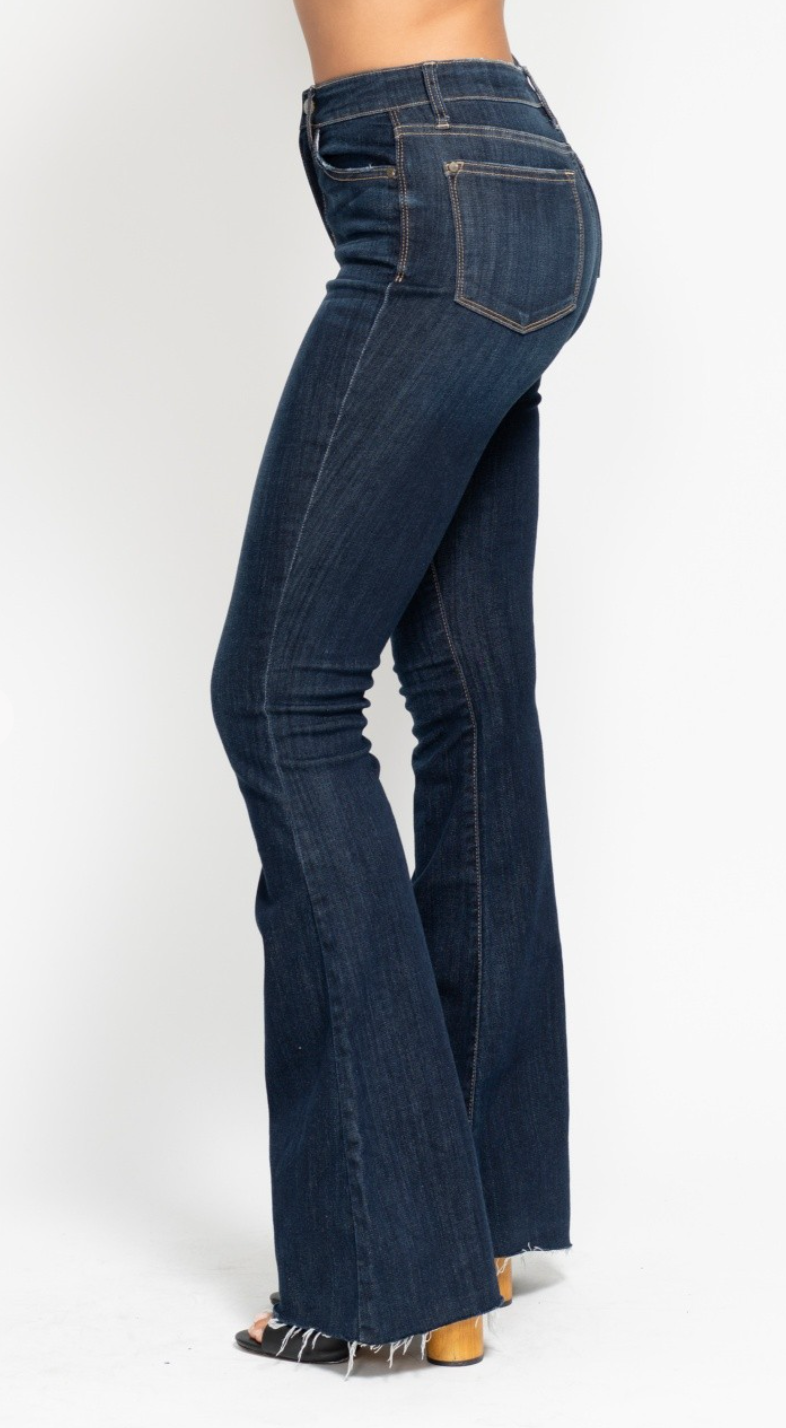 Judy Blue High Waist Raw Hem Flare Jeans