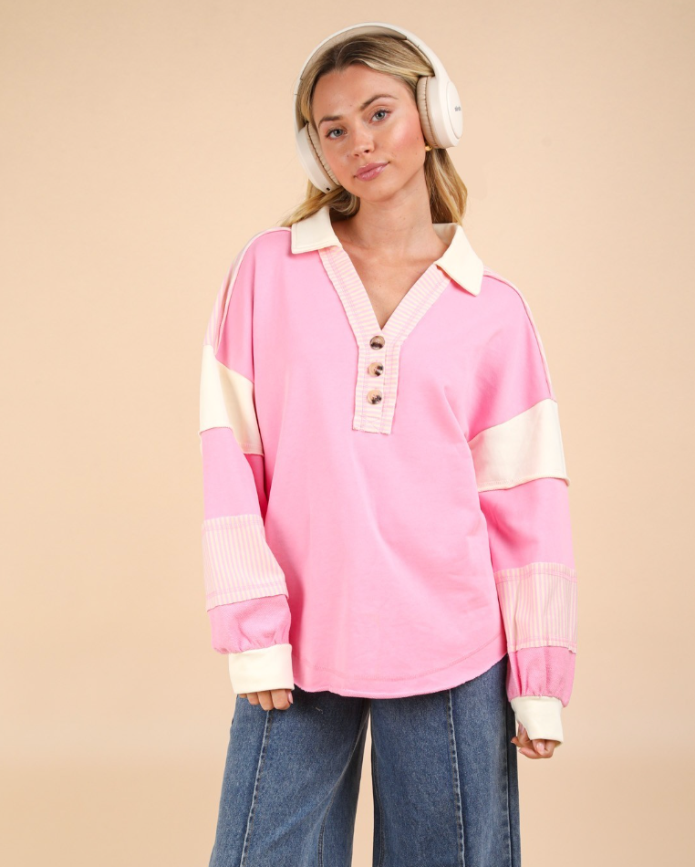 Color Block Oversized Casual Knit Top