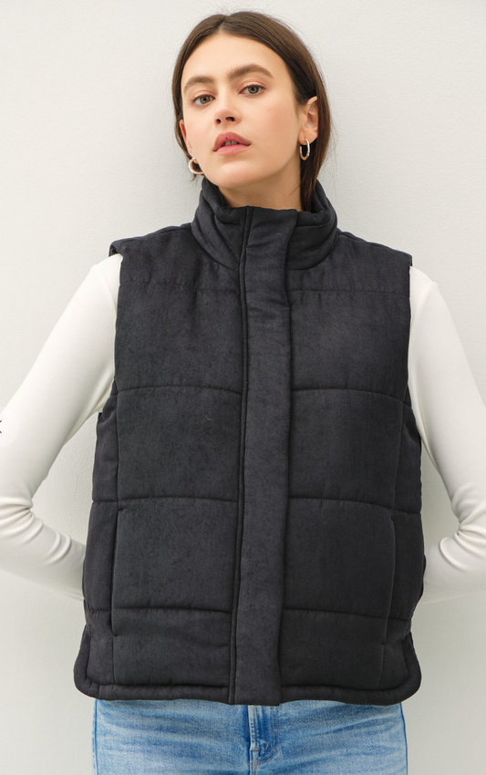 SUEDE-LIKE PUFFER VEST