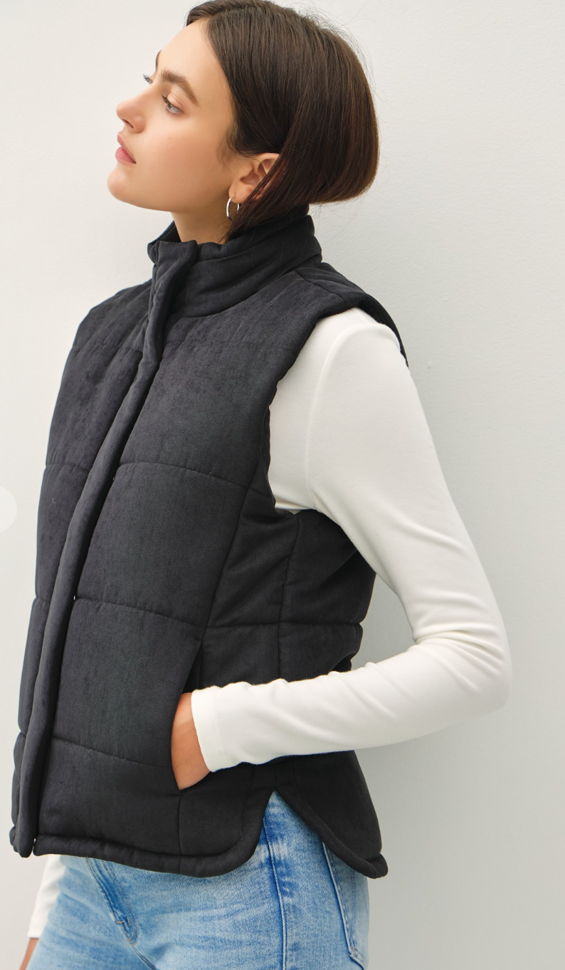 SUEDE-LIKE PUFFER VEST