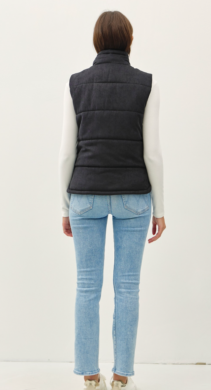 SUEDE-LIKE PUFFER VEST