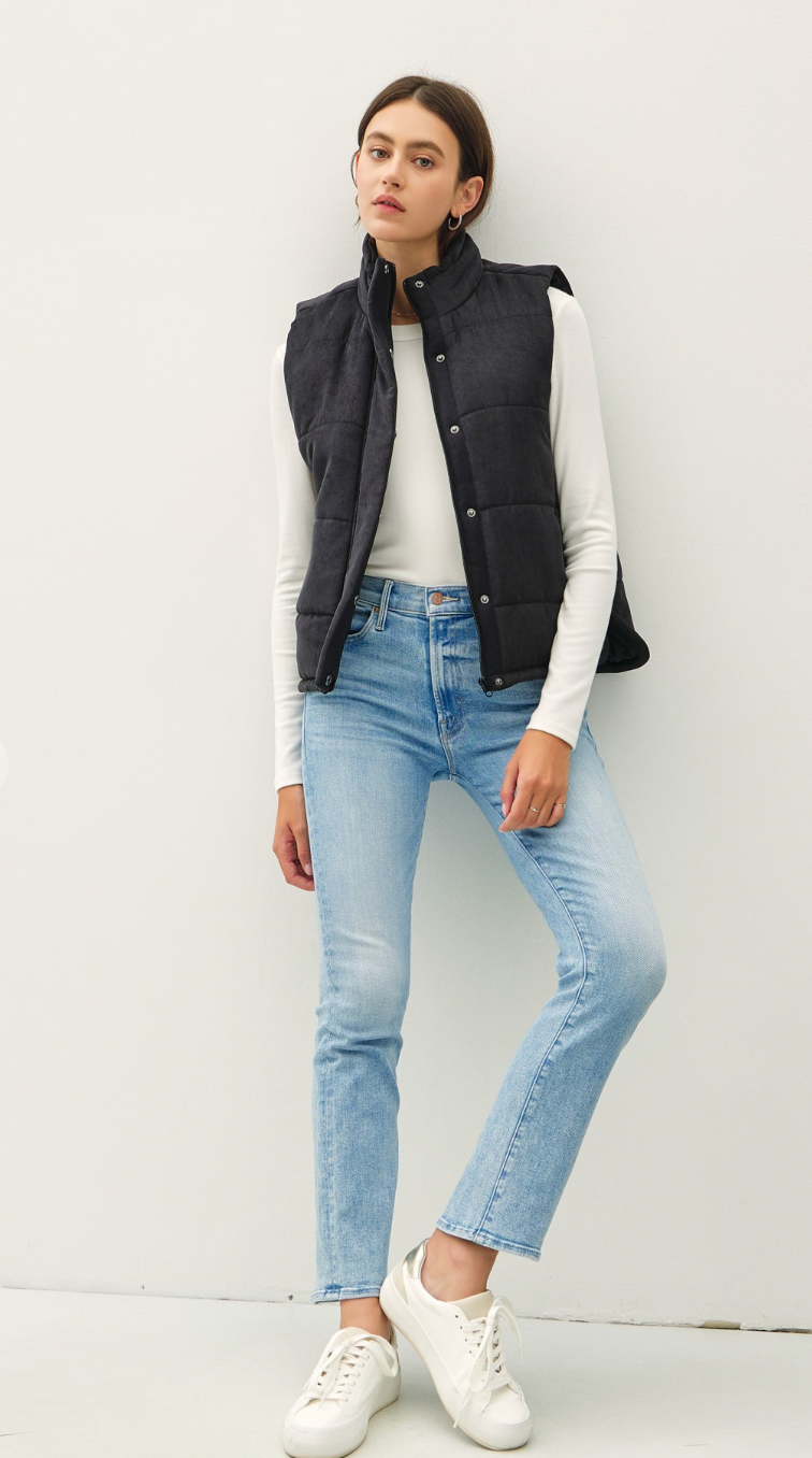 SUEDE-LIKE PUFFER VEST