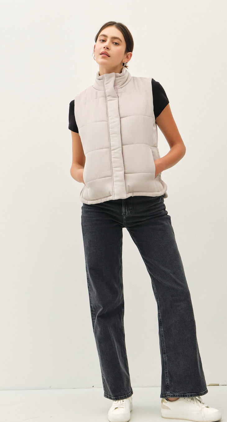 SUEDE-LIKE PUFFER VEST