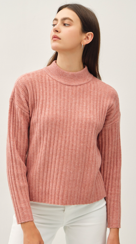 Ribbed Mock Neck Sweater