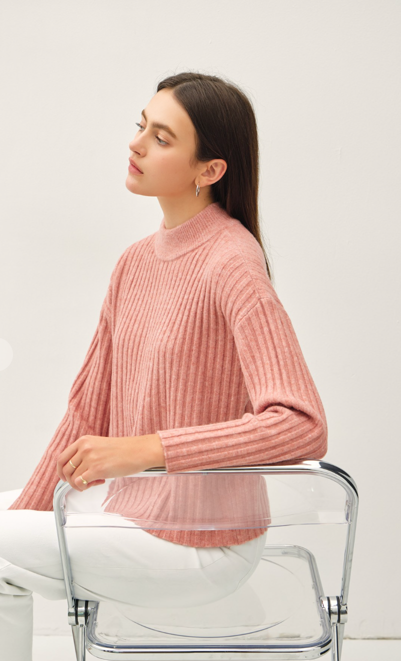 Ribbed Mock Neck Sweater