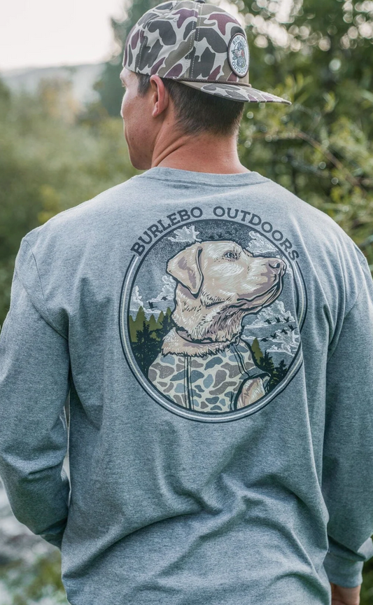 Camo Hunting Dog - LS - Dark Heather Grey