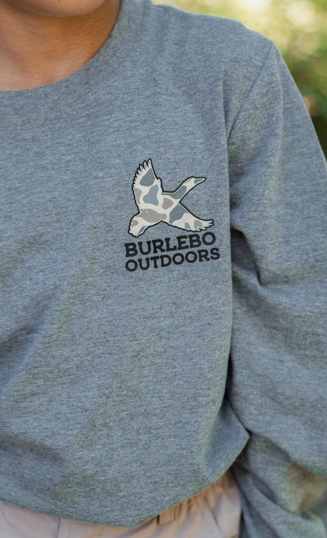 Youth Tee - Camo Hunting Dog - Dark Heather Grey - L/S