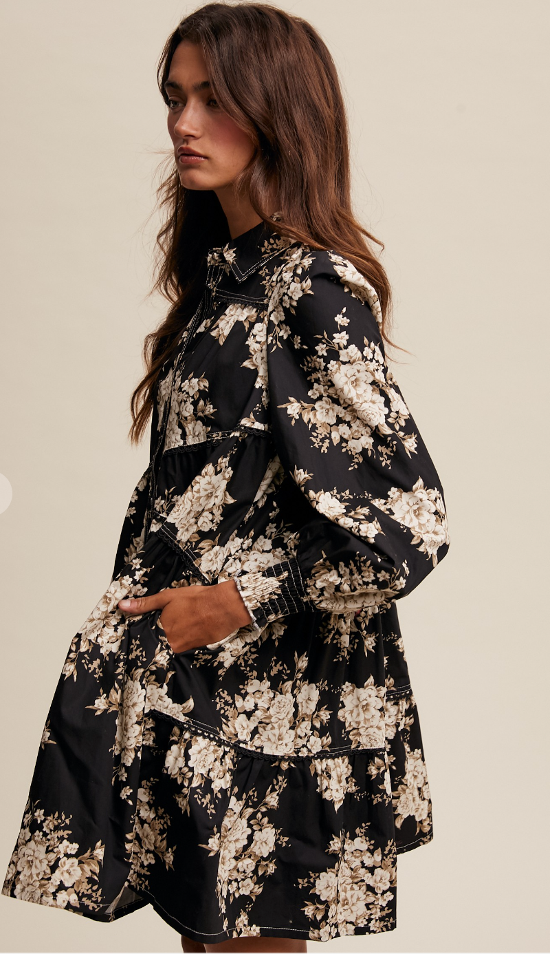 Charming Floral Print Asymmetrical Dress