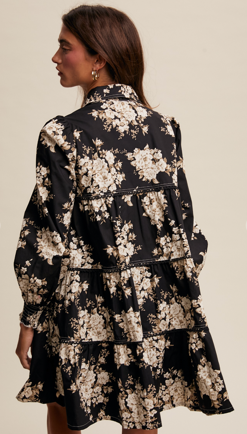 Charming Floral Print Asymmetrical Dress