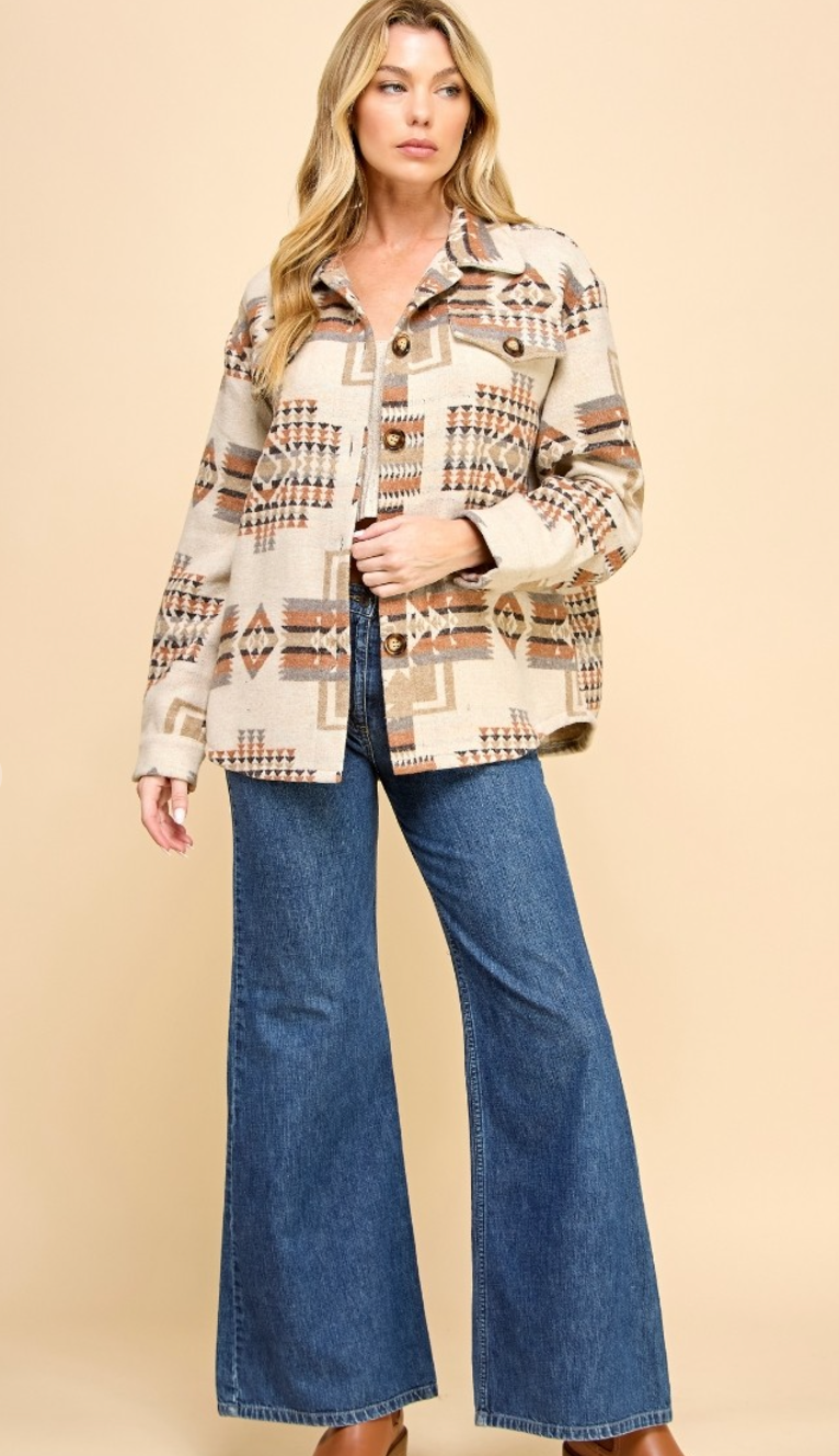 Vintage Western Print Shacket