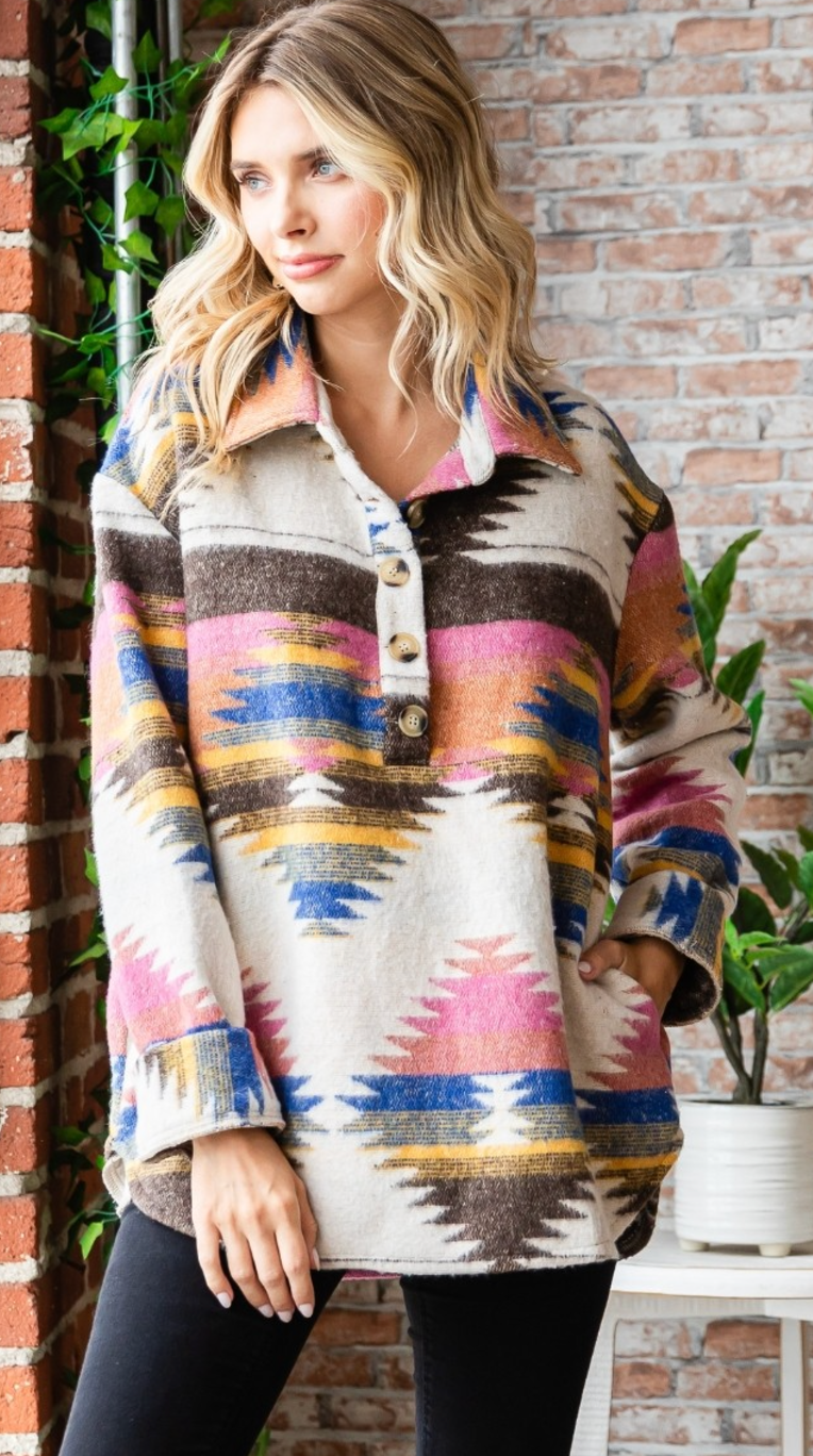 Vintage Western Print Pullover