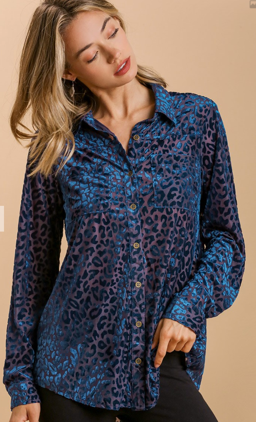 Animal Print Velvet Top