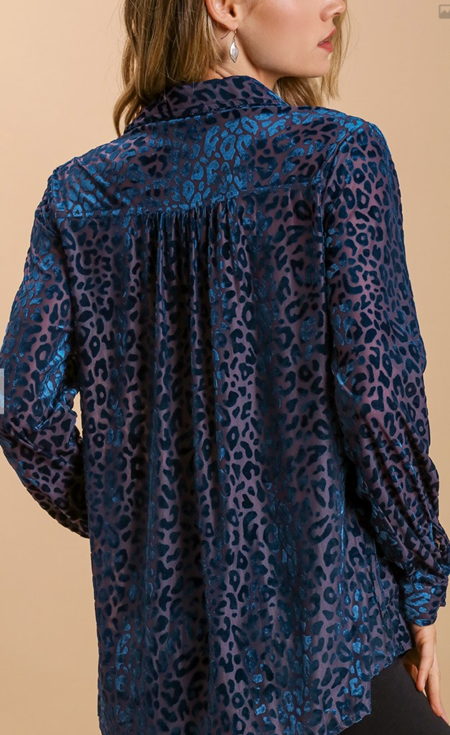 Animal Print Velvet Top