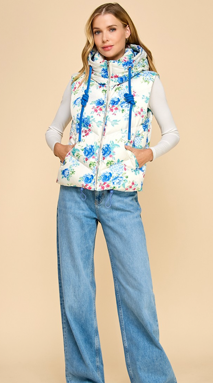 Floral Puffer Vest