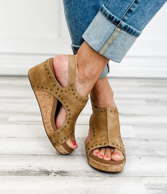 Corky’s | Carley | Taupe Oil PU Studs Wedge Shoe