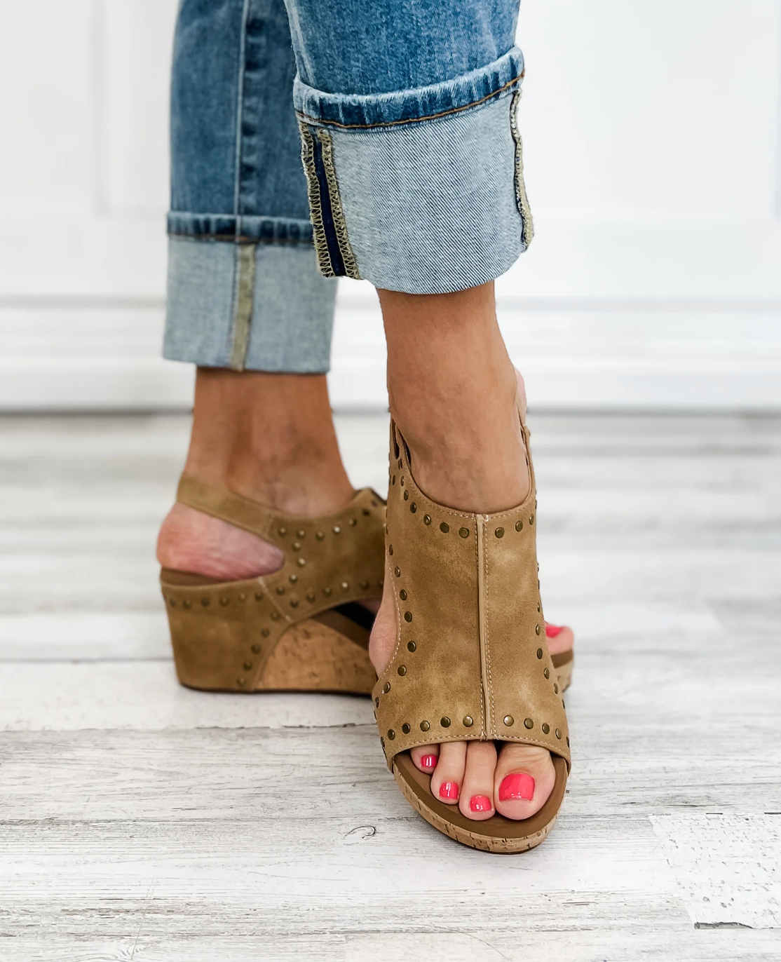 Corky’s | Carley | Taupe Oil PU Studs Wedge Shoe