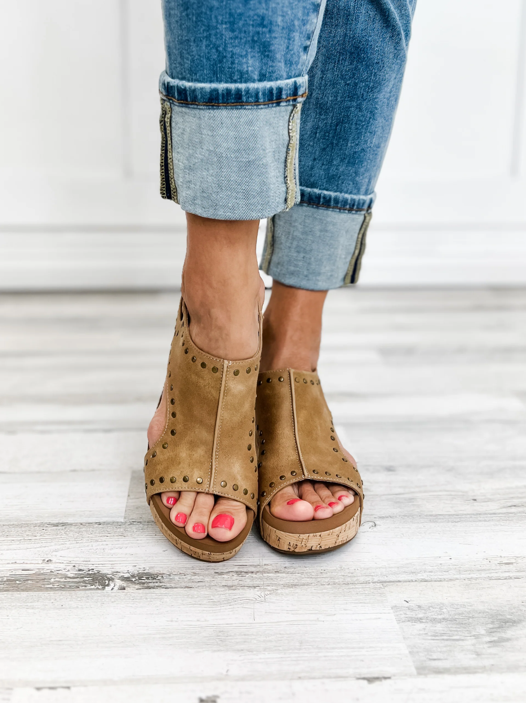 Corky’s | Carley | Taupe Oil PU Studs Wedge Shoe