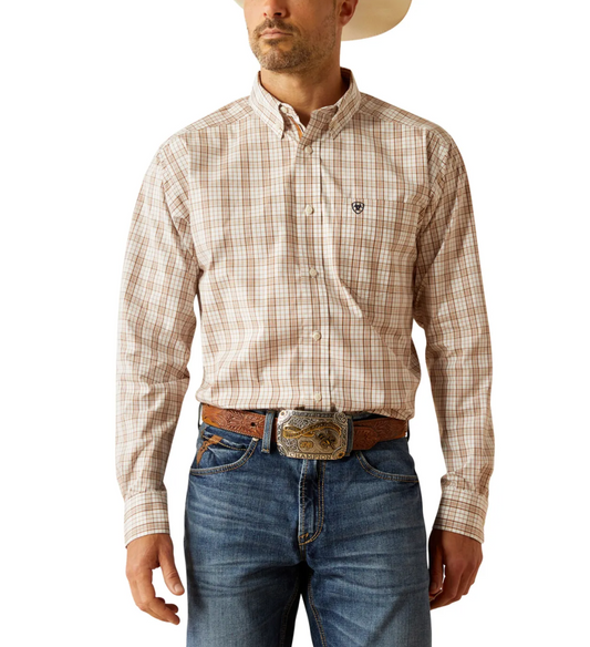 Ariat Pro Series Men's Jase Caramel Plaid Western Shirt