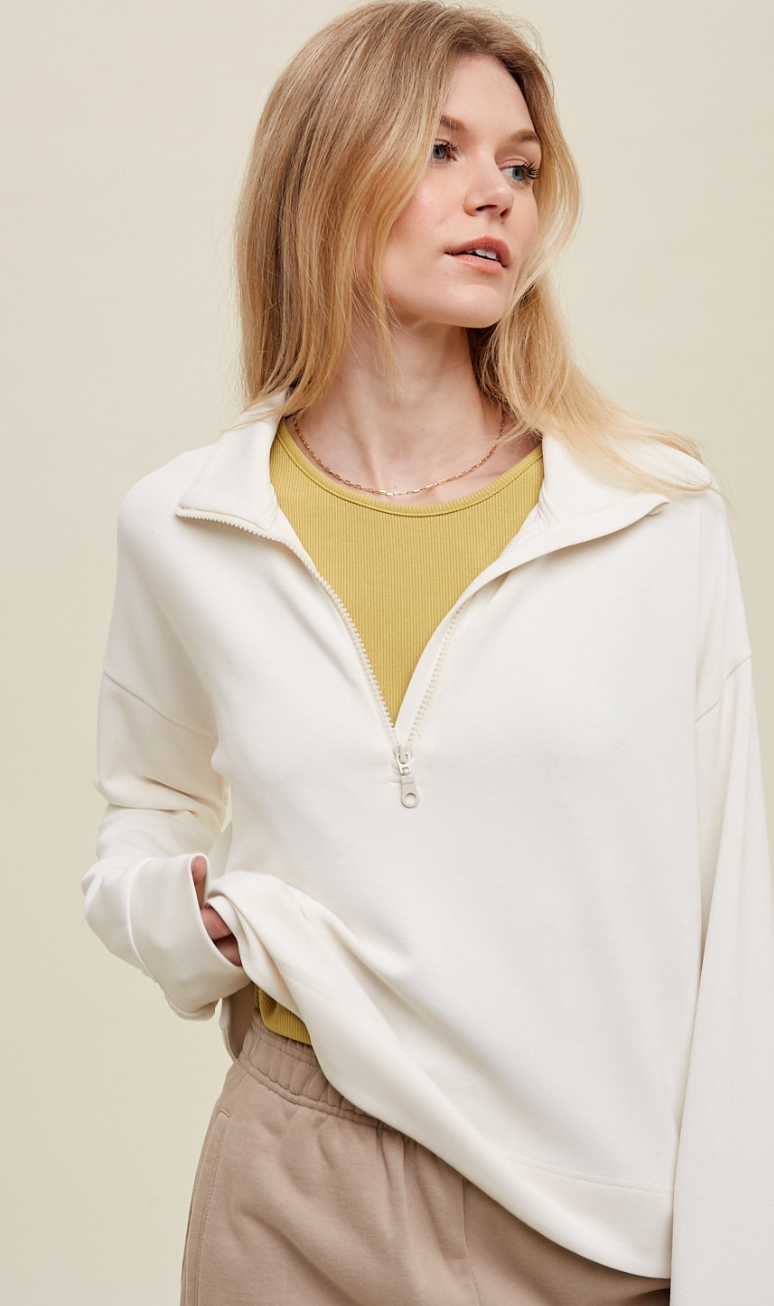 SCUBA HALF-ZIP PULLOVER WITH SIDE SLITS