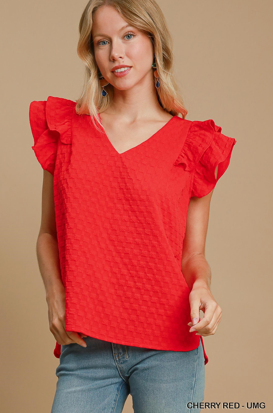 Ruffle Sleeve Textured Top