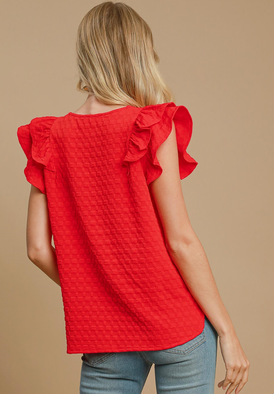 Ruffle Sleeve Textured Top