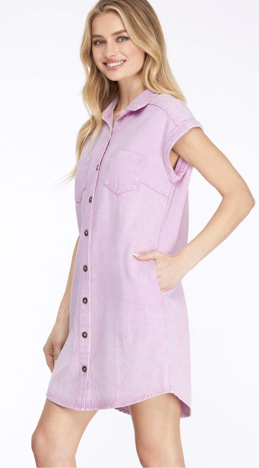 Washed Twill Shirt Dress