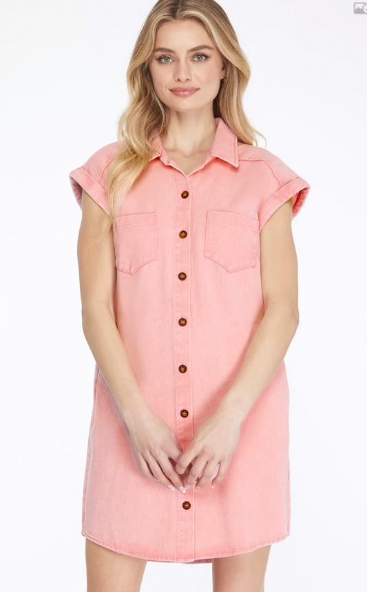 Washed Twill Shirt Dress