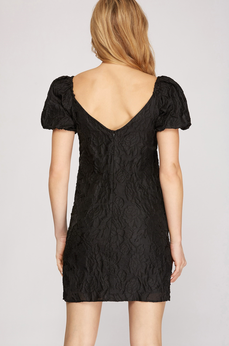 Puff Sleeve Jacquard Dress