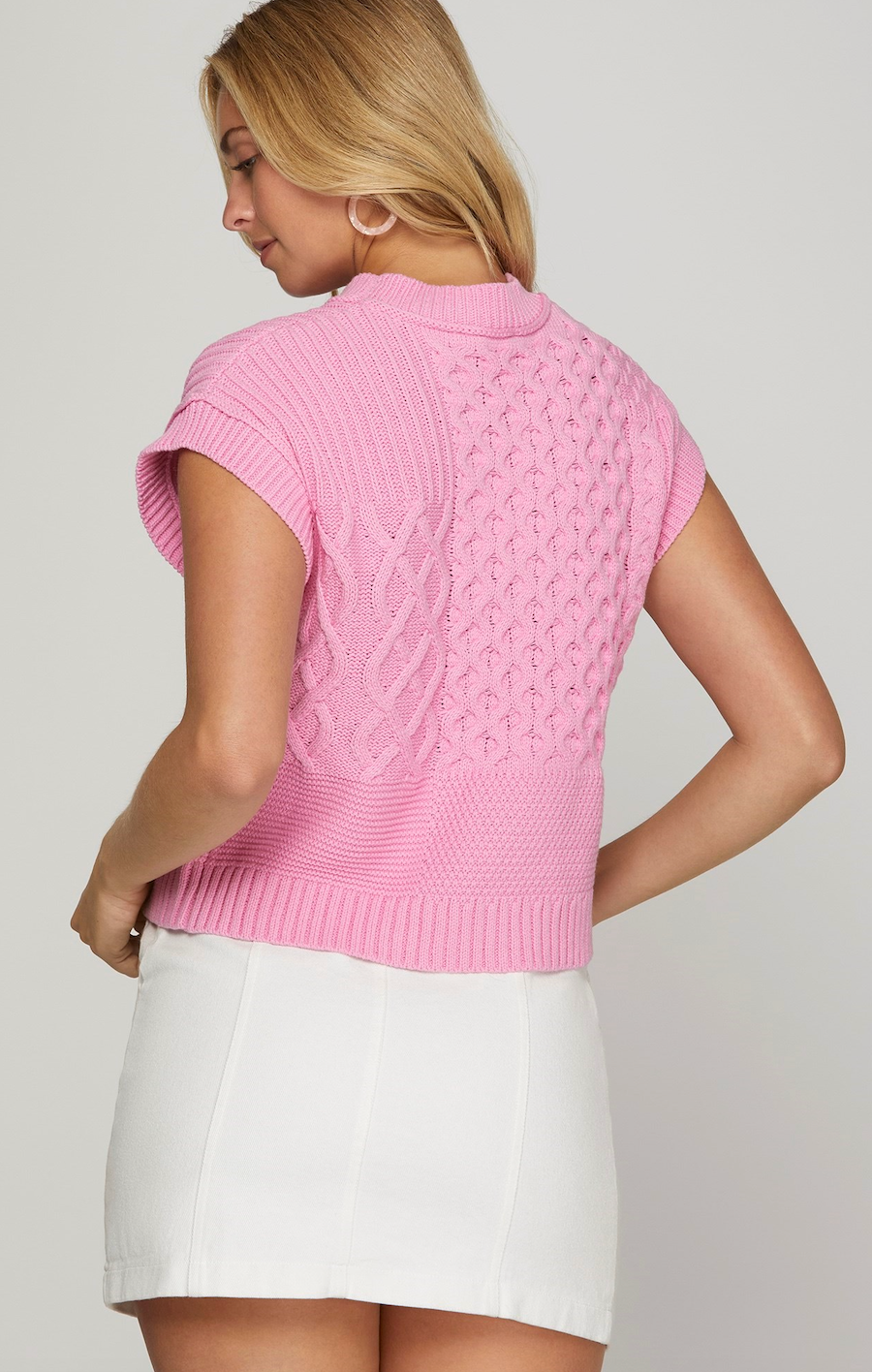 Sleeveless Cable Knit Sweater