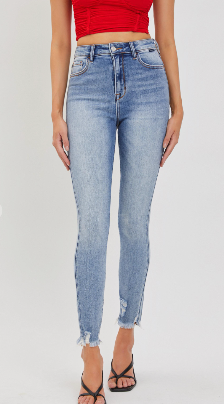 Cello High Rise Ankle Skinny with Frayed Hem