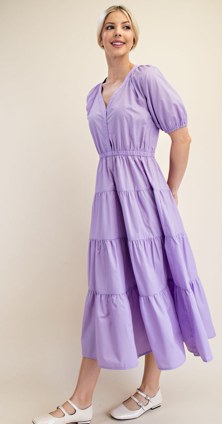 V-Neck Tiered Maxi Dress