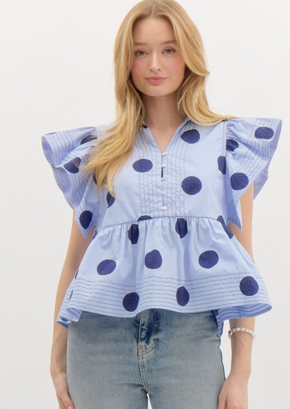 Polka Dot Ruffled Top