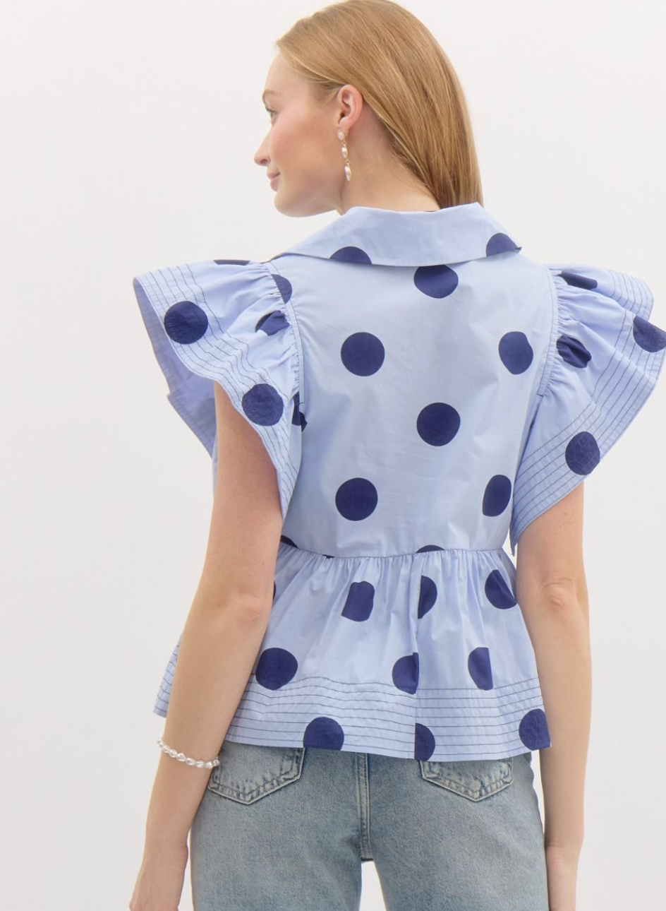 Polka Dot Ruffled Top