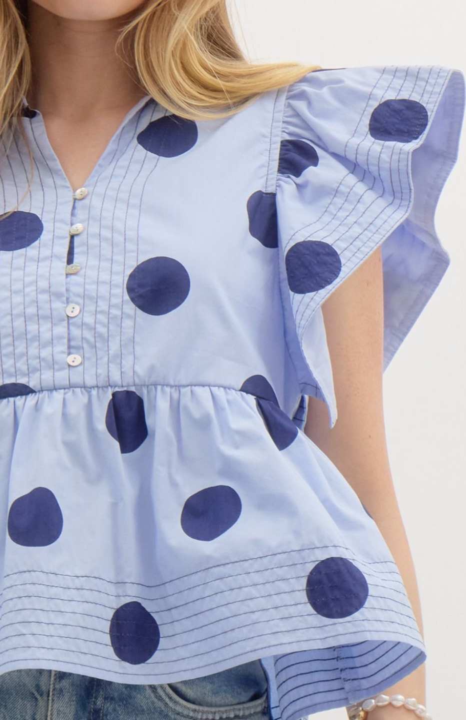 Polka Dot Ruffled Top