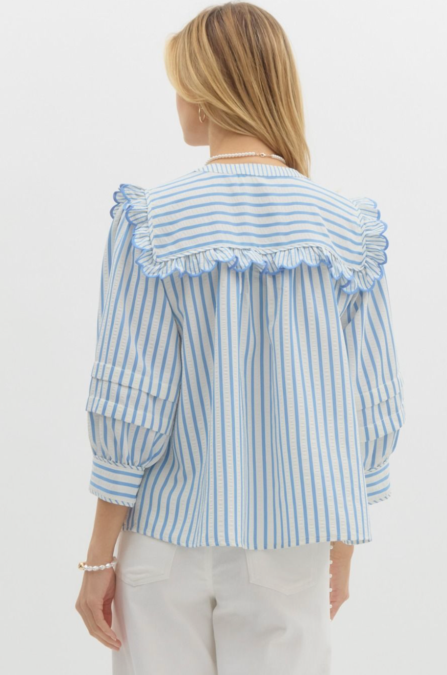 Scallop Detail Stripe Top