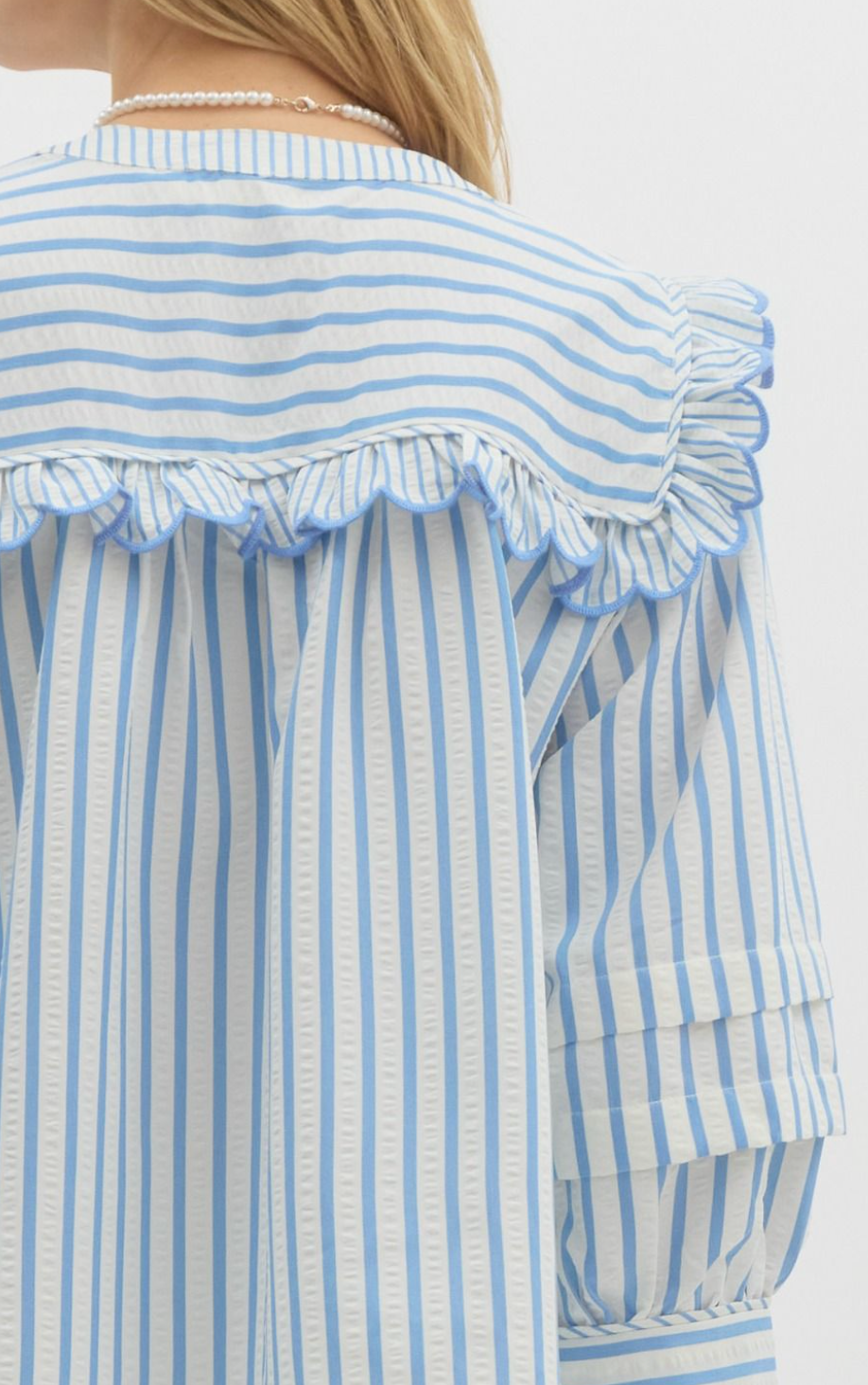 Scallop Detail Stripe Top