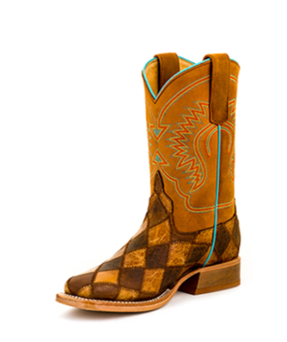 Horse Power Kid's Crazy Train Patchwork Western Boot