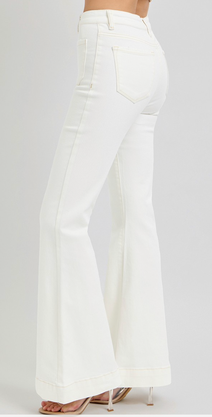 HIGH RISE FLARE PATCH POCKET PANTS