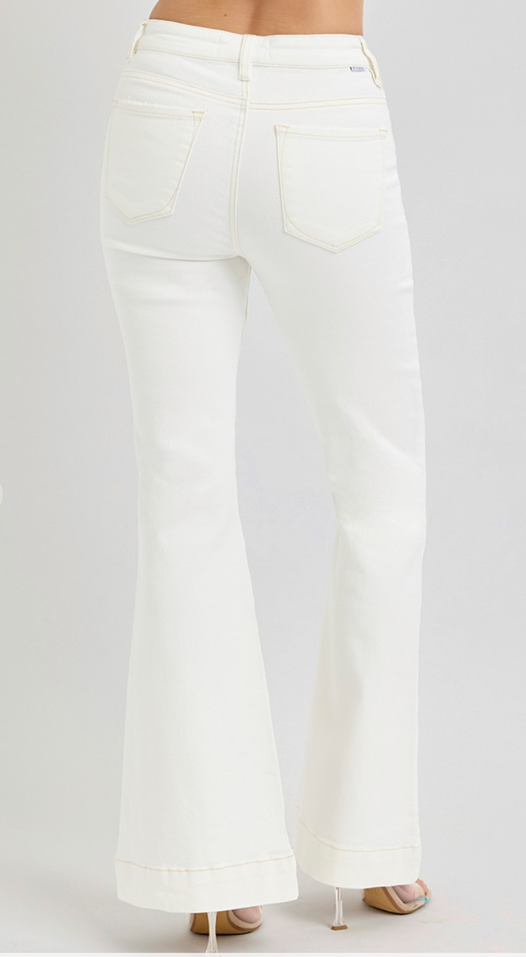 HIGH RISE FLARE PATCH POCKET PANTS