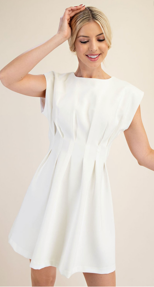 White Pleated Dress