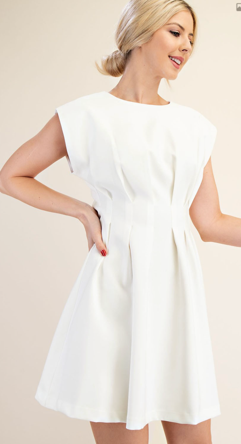 White Pleated Dress