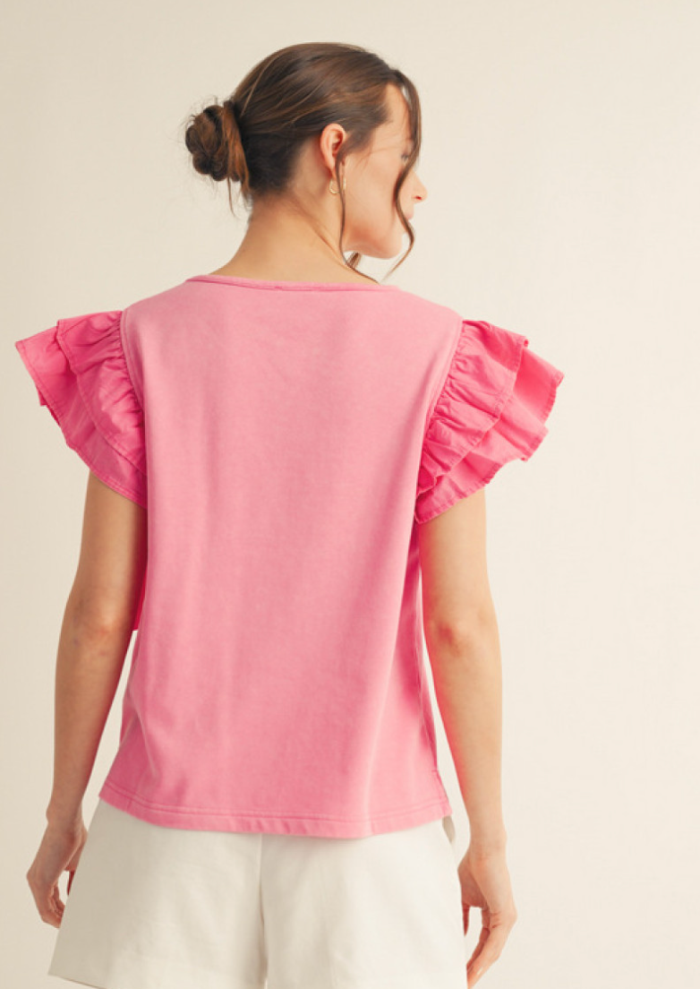 Ruffled Trim Bow Top