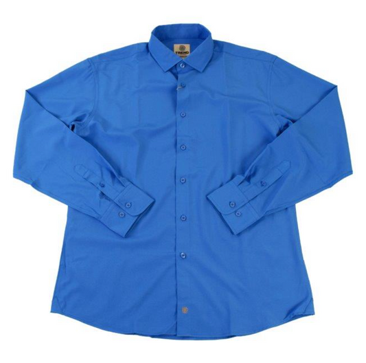 Men's Blue Solid L/S Button Down Shirt