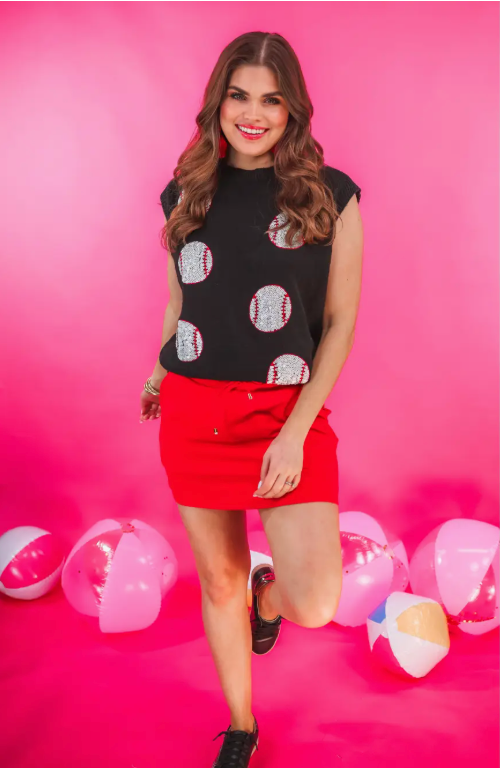 Solid Red Skort