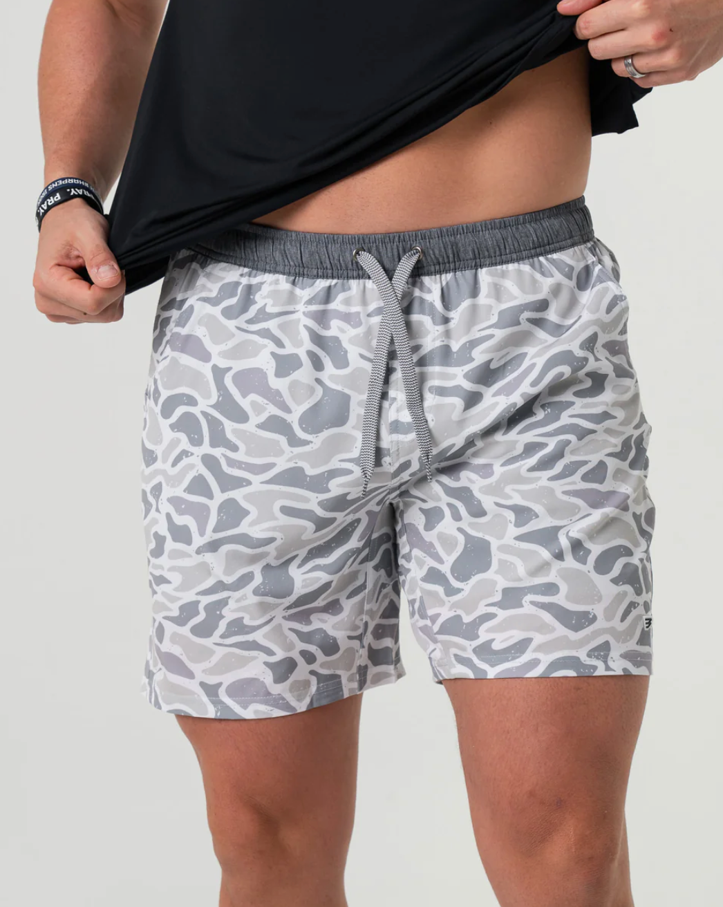 Athletic Short - White Camo - Grey Liner