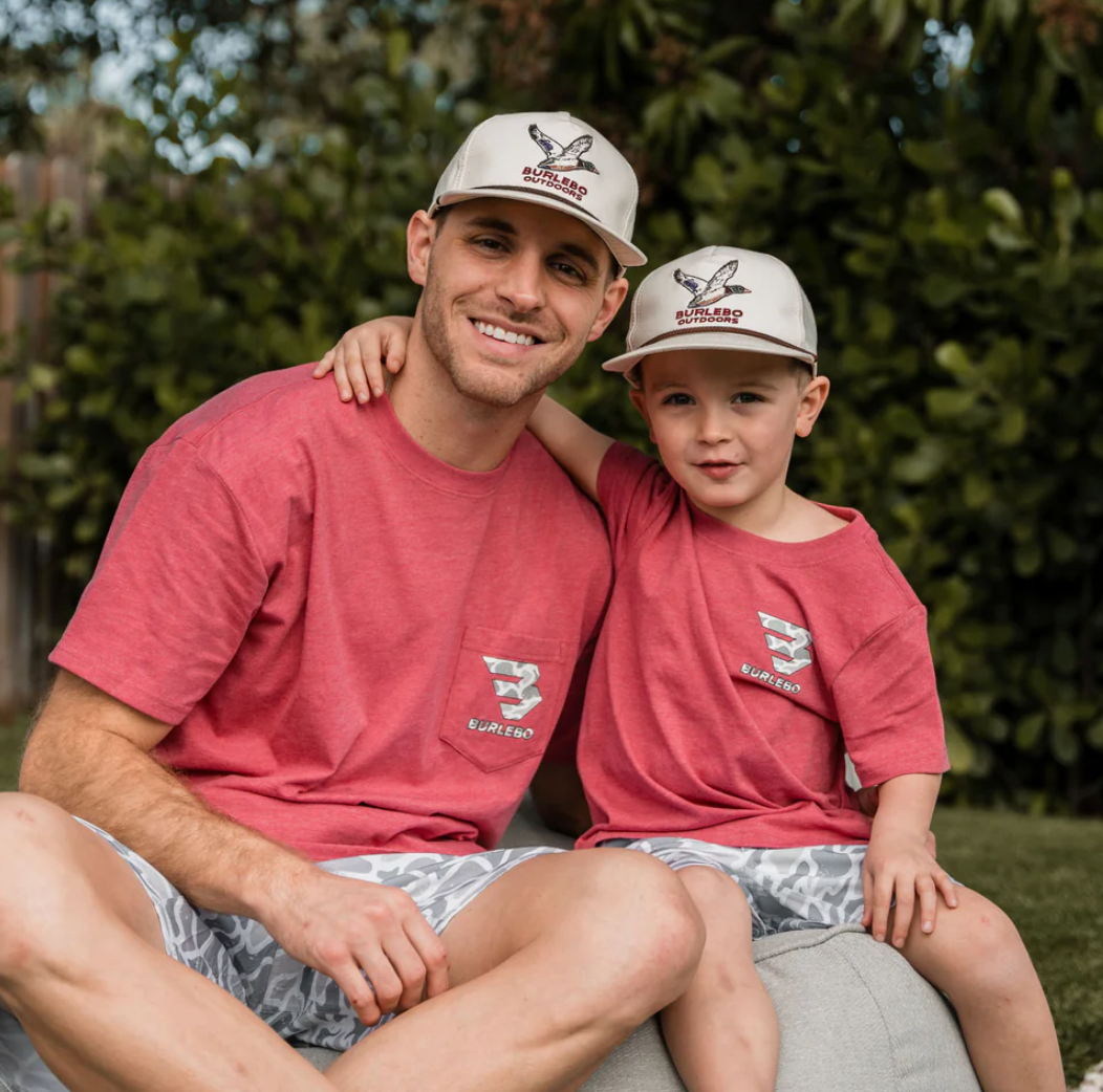 Flying B White Camo Logo - Heather Crimson